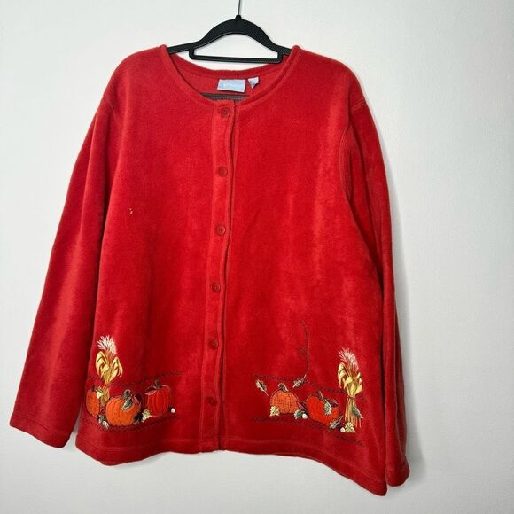 Croft & barrow fall fleece button up cardigan size 1X - Picture 1 of 7